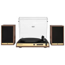 Vinyl Record Shelf Turntable with Speakers, Walnut Finish