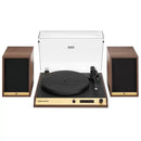Vinyl Record Shelf Turntable with Speakers, Walnut Finish