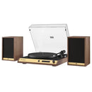 Vinyl Record Shelf Turntable with Speakers, Walnut Finish