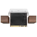 Vinyl Record Shelf Turntable with Speakers, Walnut Finish