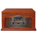Wood Bluetooth Turntable With AM/FM Radio, CD Player, Paprika