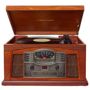 Wood Bluetooth Turntable With AM/FM Radio, CD Player, Paprika