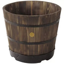 Burnt Oak 37cm Wooden Barrel Planter 6 Pack - Durable Composite for Flowering Plants