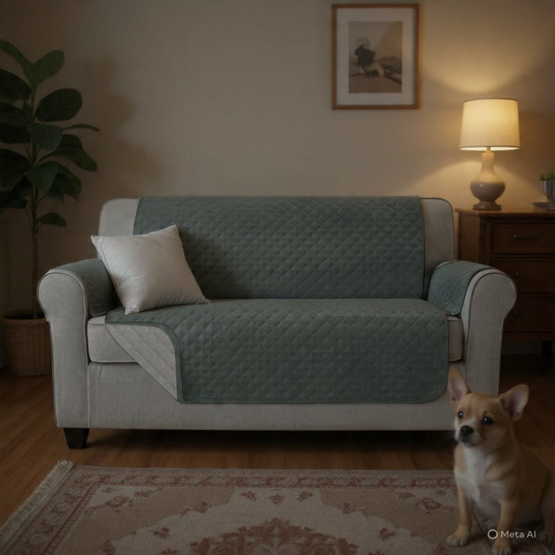 Sofa Cover Couch Cover 2 Seater Reversable Grey