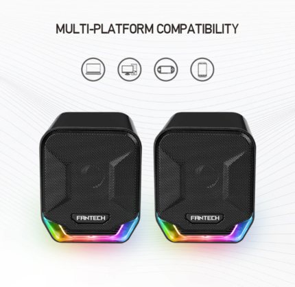 FANTECH SONAR GS202 Computer Speakers USB and 3.5mm RGB Mini Wired Speakers Acoustic Clarity for Desktop Computer Laptop