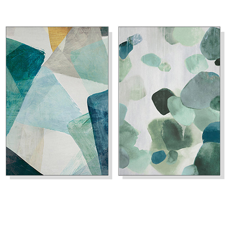 Wall Art 70cmx100cm Green Marble 2 Sets White Frame Canvas