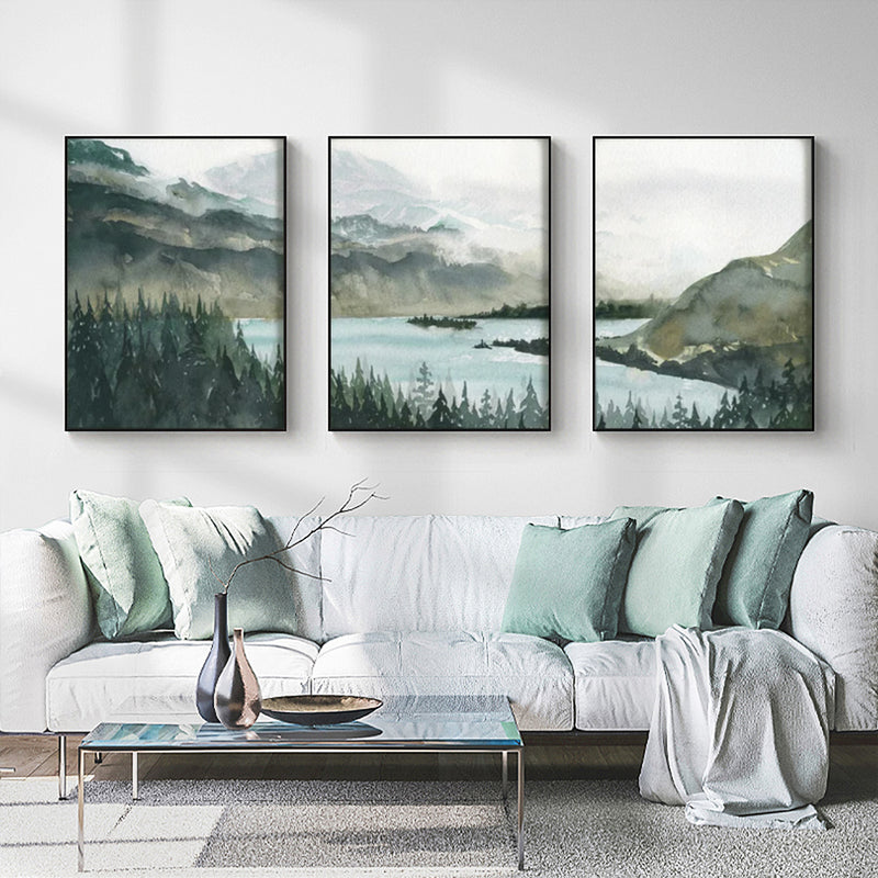 Wall Art 70cmx100cm Landscape 3 Sets Black Frame Canvas