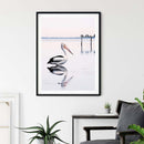 Wall Art 70cmx100cm Pelican Black Frame Canvas