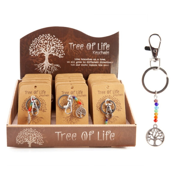 Tree Of Life Rainbow Bead Keychain