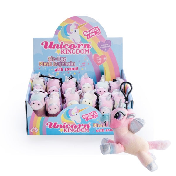 Unicorn Tie Dye Plush Keychain with Sound (SENT AT RANDOM)