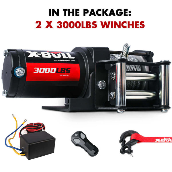 X-BULL Electric Winch 3000lbs Steel Wire Cable 12V Boat ATV UTV Winch Trailer 2 Units