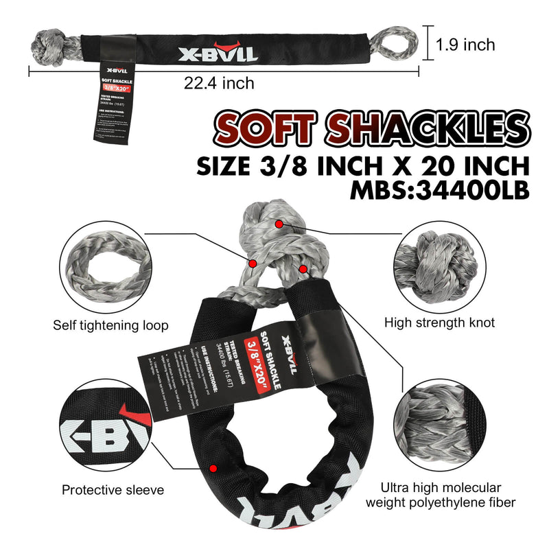 X-BULL 4WD Recovery Kit 15PCS Winch Recovery track Kinetic Rope Snatch Strap 4X4