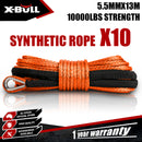 X-BULL Dyneema Synthetic Rope Winch Cable SK75 5.5MM x 13M Car Tow Recovery Strap