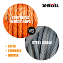 X-BULL Dyneema Synthetic Rope Winch Cable SK75 5.5MM x 13M Car Tow Recovery Strap