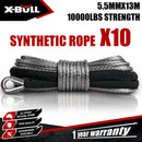 X-BULL Synthetic Dyneem Rope 5.5MM x 13M SK75 Car Tow Recovery Winch Cable Line