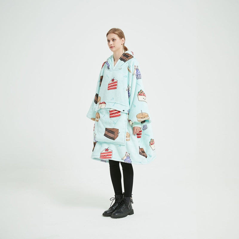 GOMINIMO Hoodie Blanket (Adult Cake Blue)