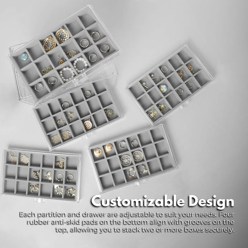 GOMINIMO Earring Jewllery Organiser with 5 Drawers Grey