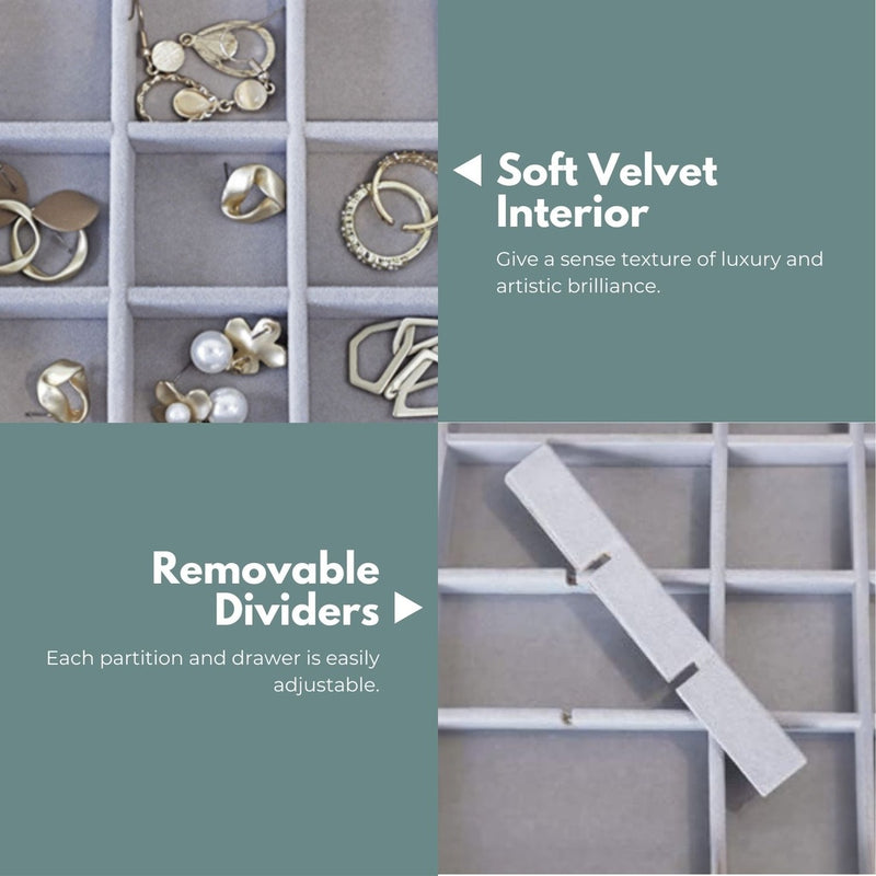 GOMINIMO Earring Jewllery Organiser with 5 Drawers Grey