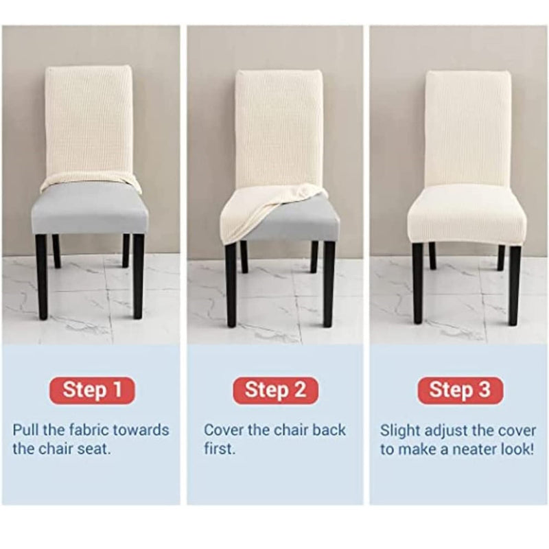 GOMINIMO 6pcs Dining Chair Slipcovers/ Protective Covers (Ivory)