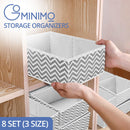 GOMINIMO 8 Set Foldable Clothes Storage Organizers in 3-Size (Stripe)