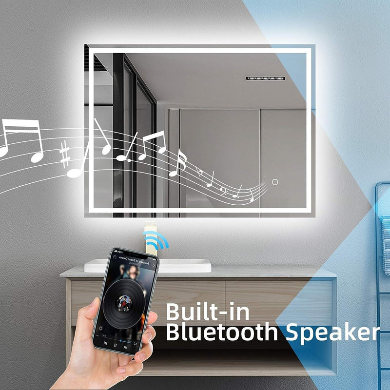 GOMINIMO LED Mirror with Bluetooth Speaker 800mm Rectangle