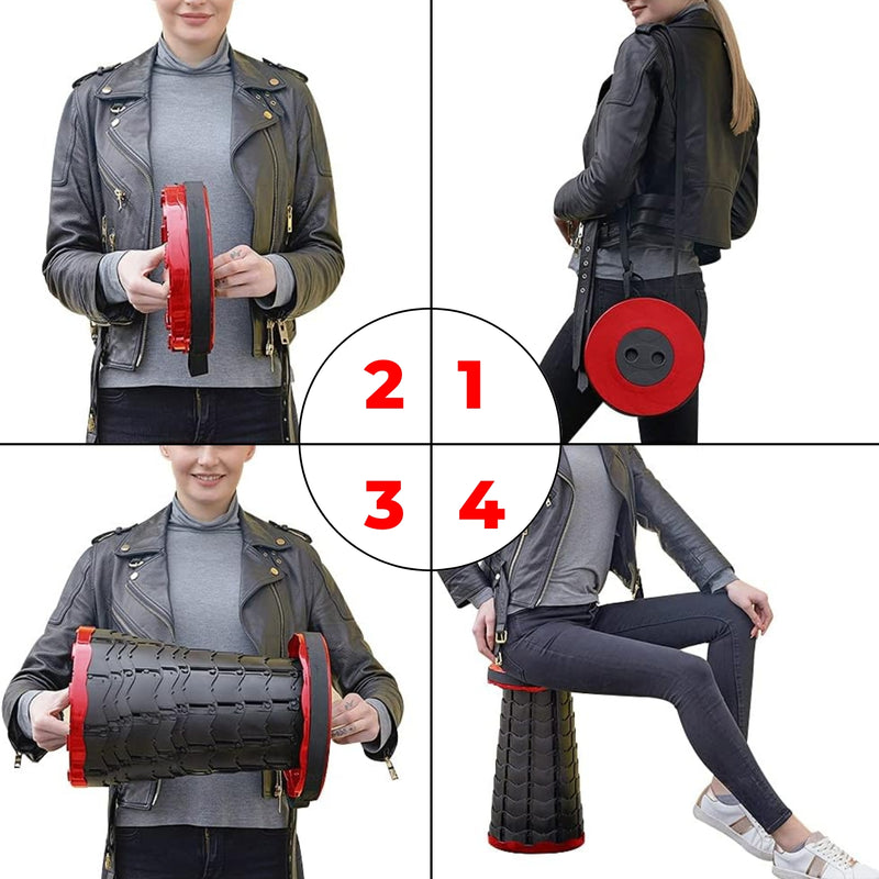 KILIROO Portable Telescopic Folding Stool (Red)