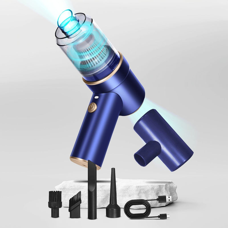 MIRAKLASS 45000RPM 7.4V Rechargeable Cordless Air Duster and Car Vacuum Cleaner (Navy Blue)