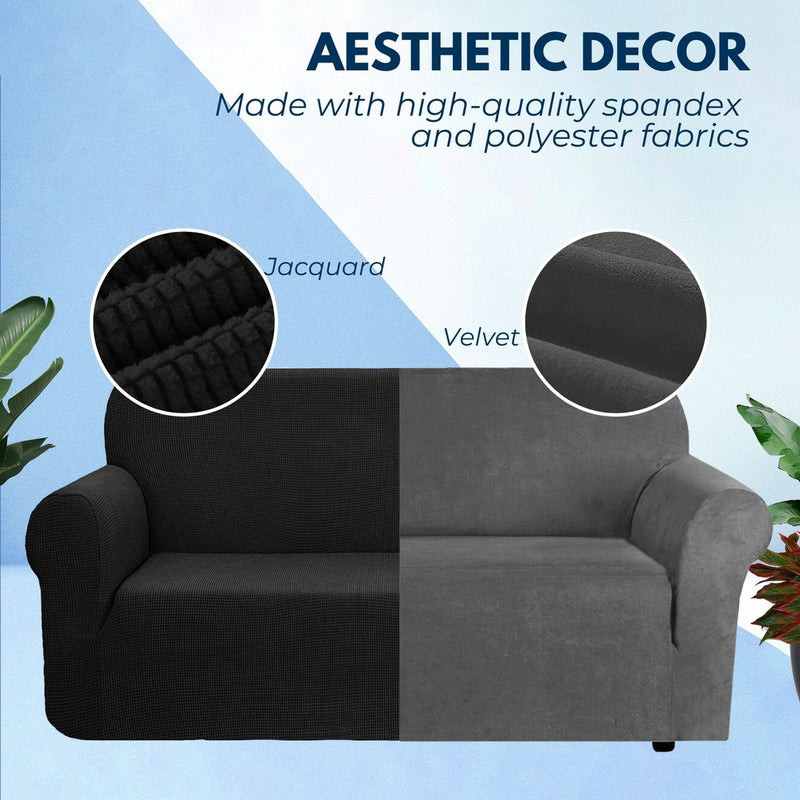 GOMINIMO Polyester Jacquard Sofa Cover 2 Seater (Black)