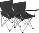 SONGMICS Set of 2 Folding Camping Outdoor Chairs with Armrests and Cup Holders Black