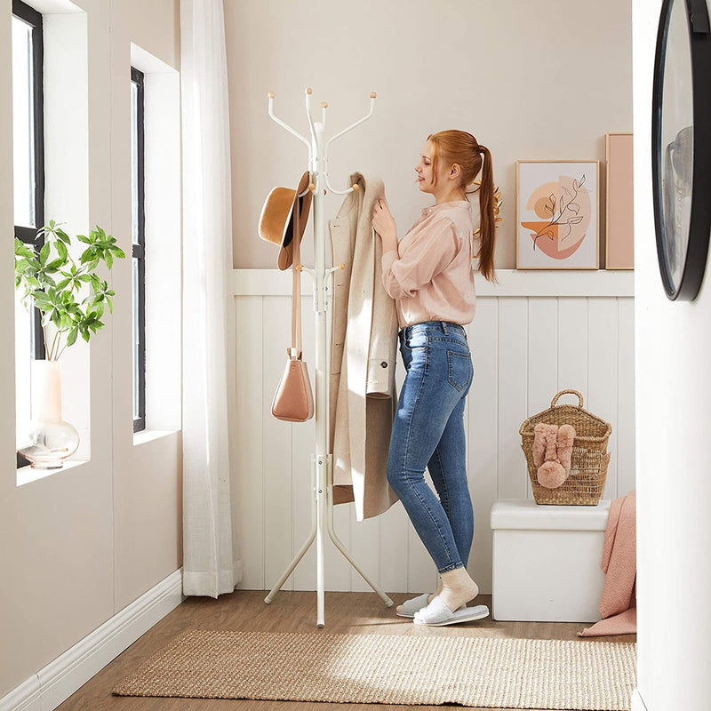 SONGMICS Metal Coat Rack 182 cm Tall Hall Tree White