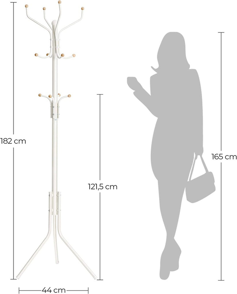 SONGMICS Metal Coat Rack 182 cm Tall Hall Tree White