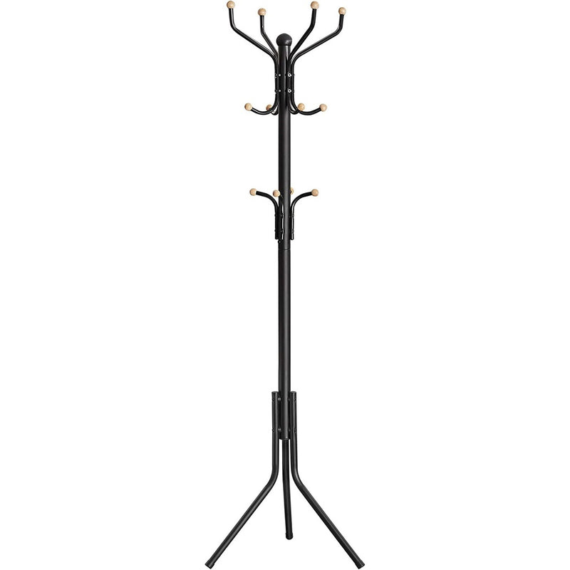 SONGMICS Metal Coat Rack 182 cm Tall Hall Tree Black