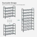 SONGMICS 4-Tier Shoe Rack Storage 16 Pairs Organizer Gray
