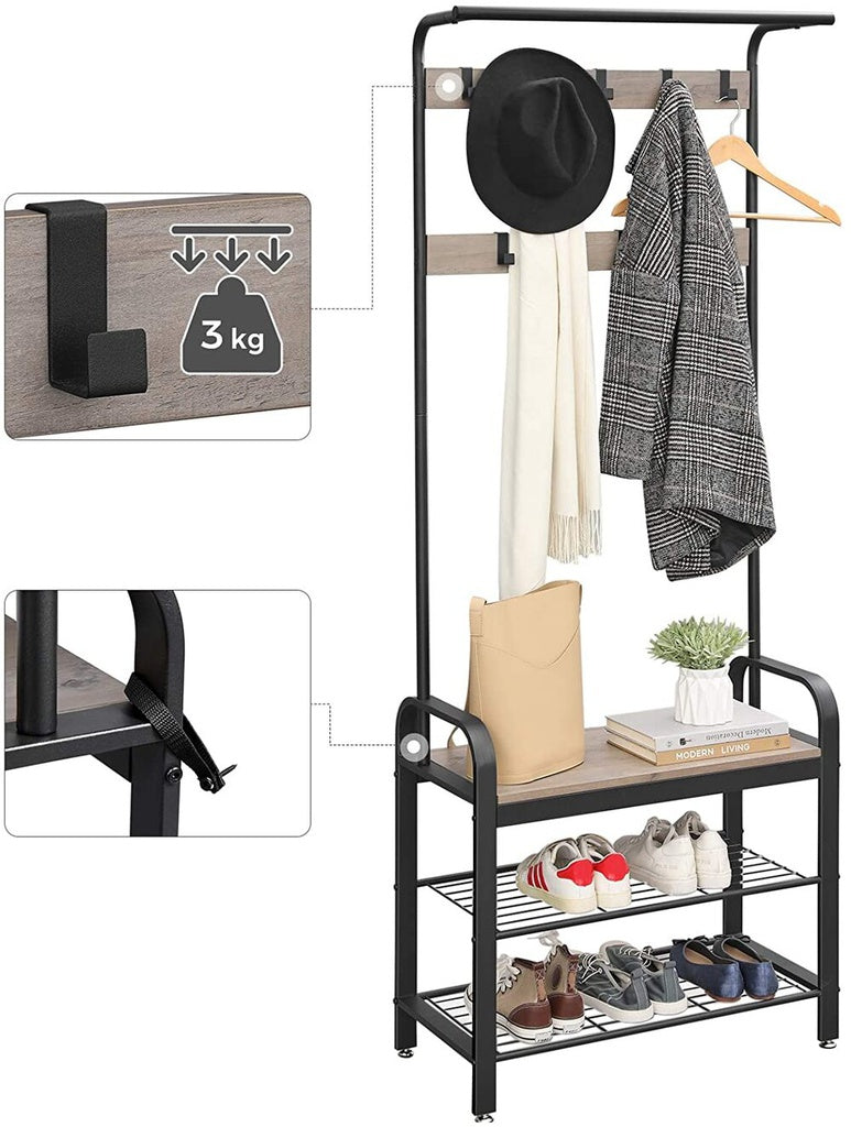 VASAGLE Coat Rack Stand Greige and Black