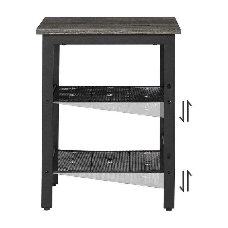 VASAGLE Set of 2 Charcoal Gray and Black Side Table with Adjustable Mesh Shelves