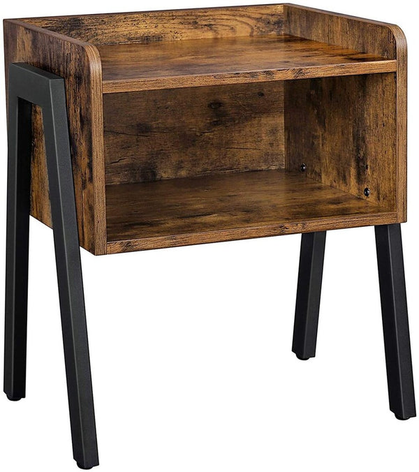 VASAGLE Side Table Rustic Brown and Black