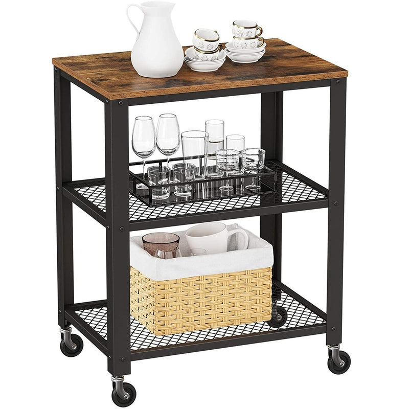 VASAGLE Serving Cart Trolley Rustic Brown