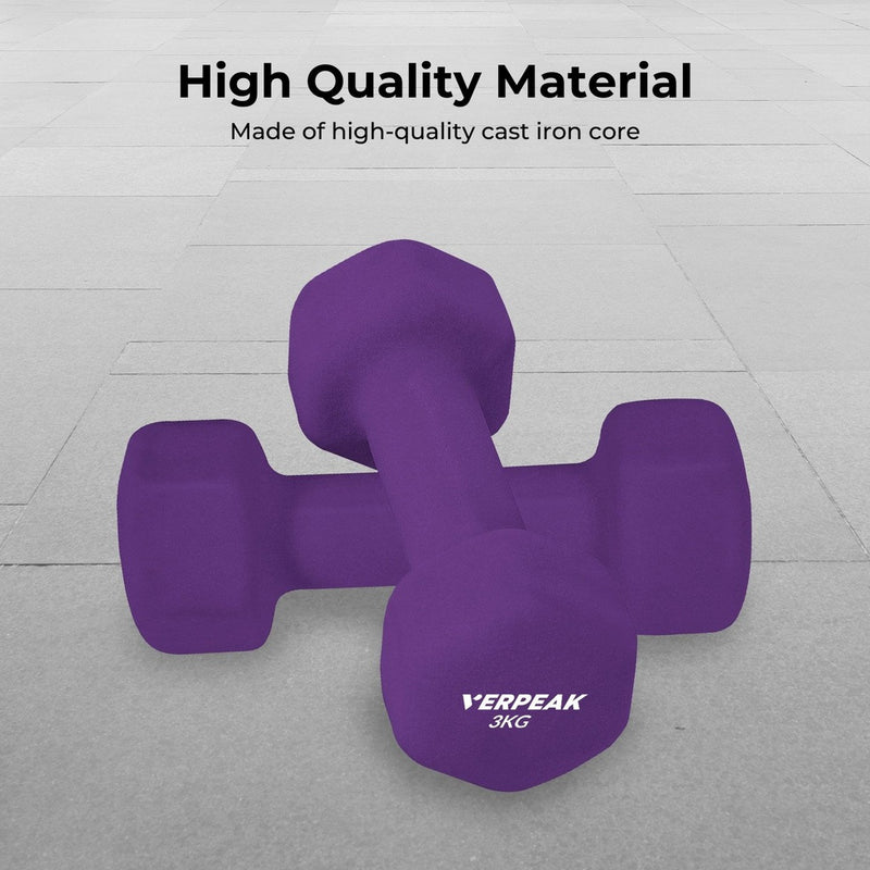 Verpeak Neoprene Dumbbell 3kg x 2 Purple