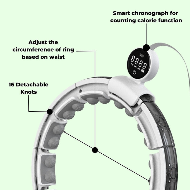 VERPEAK Smart Weighted Hula Hoop with LED Counter Display and 16 Detachable Knots (White and Black)