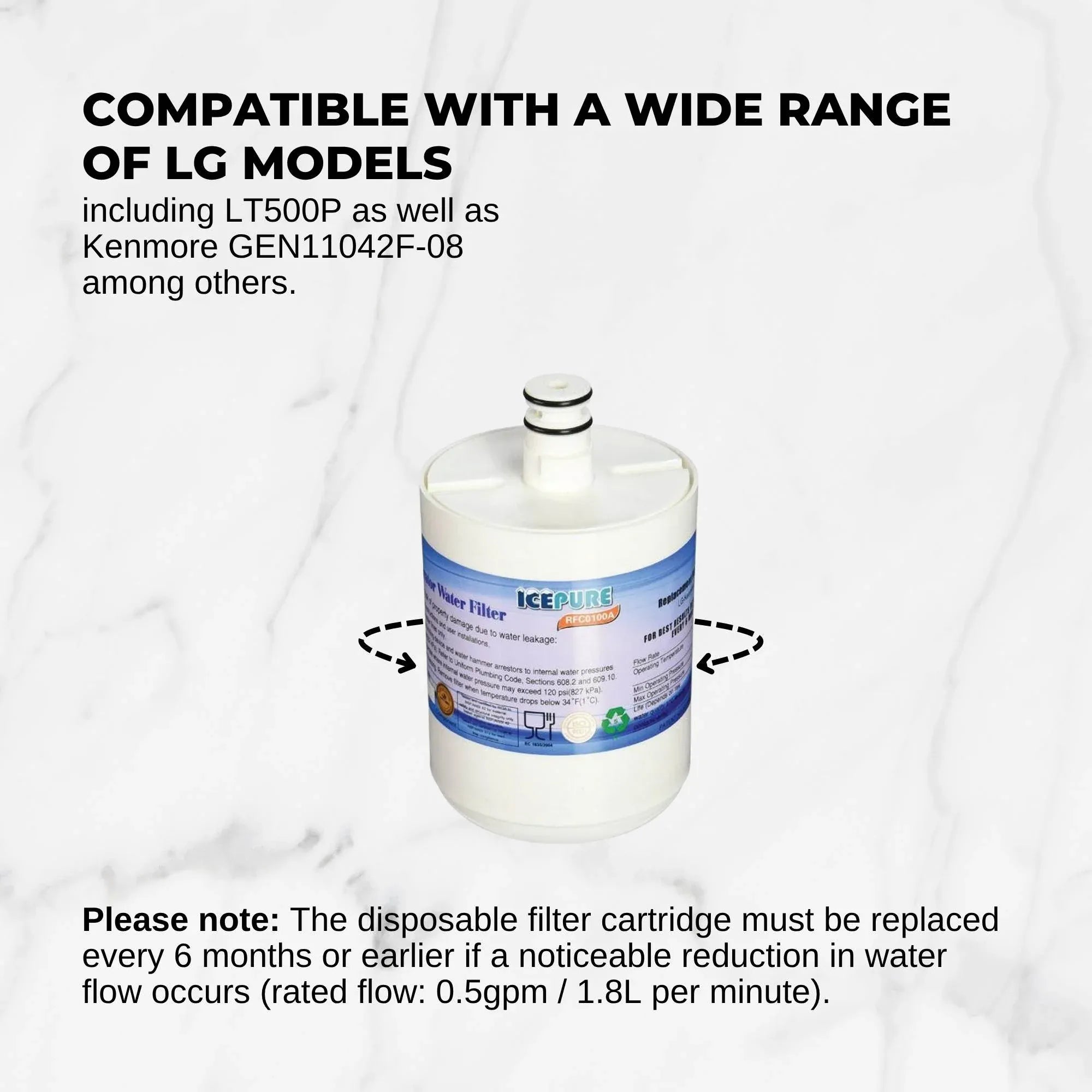 3 FRIDGE WATER FILTER For LG LT500P 5231JA2002 & KENMORE GEN11042F 469890