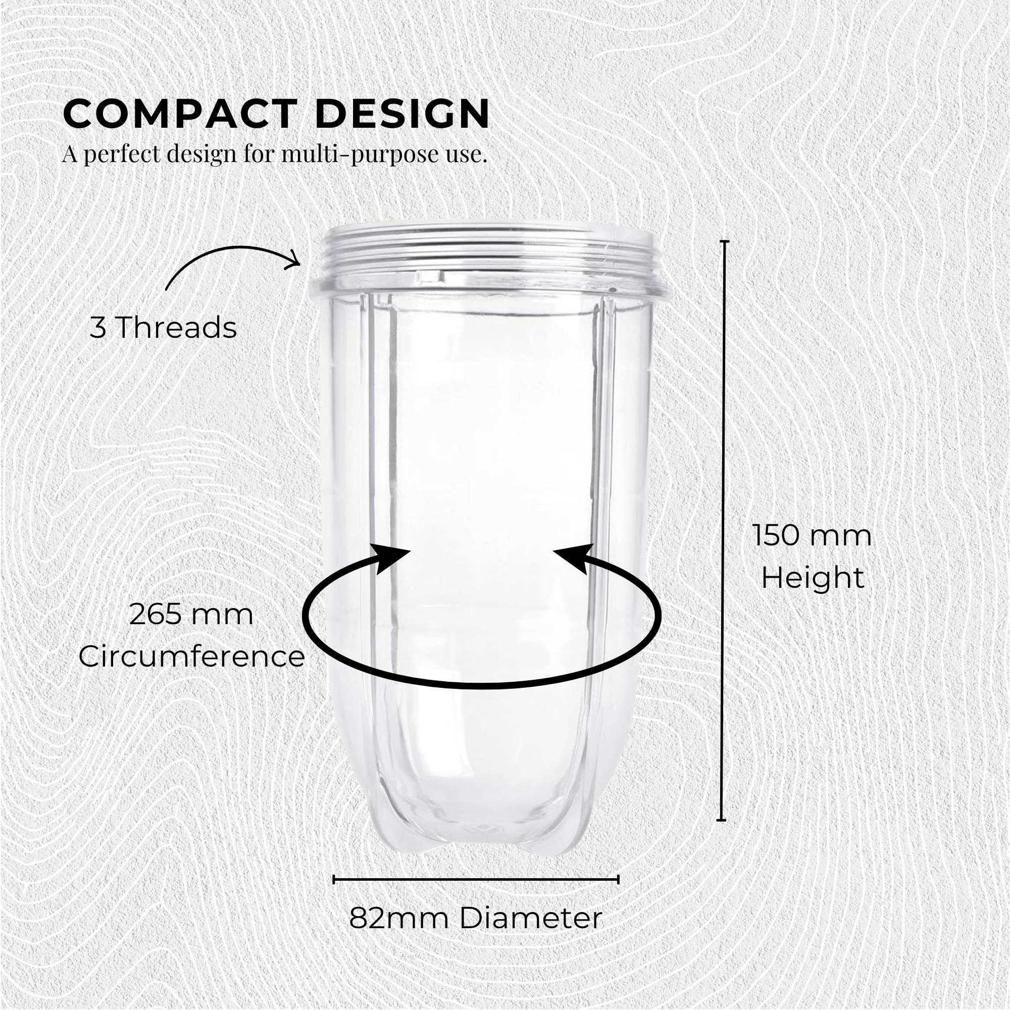 Kitchee 500ml Tall Cup Replacement For Magic Bullet Cross Blade Blender
