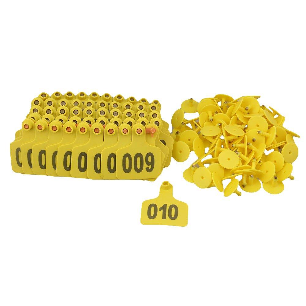 1-100 Cattle Number Ear Tags 5x4cm Set - Small Yellow Pig Goat ...