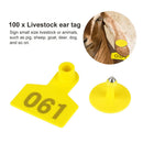 1-100 Cattle Number Ear Tags 5x4cm Set - Small Yellow Pig Goat Livestock Label