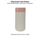 125g Empty Salt Shaker - Small Plastic Bottle - Table Picnic Dispenser