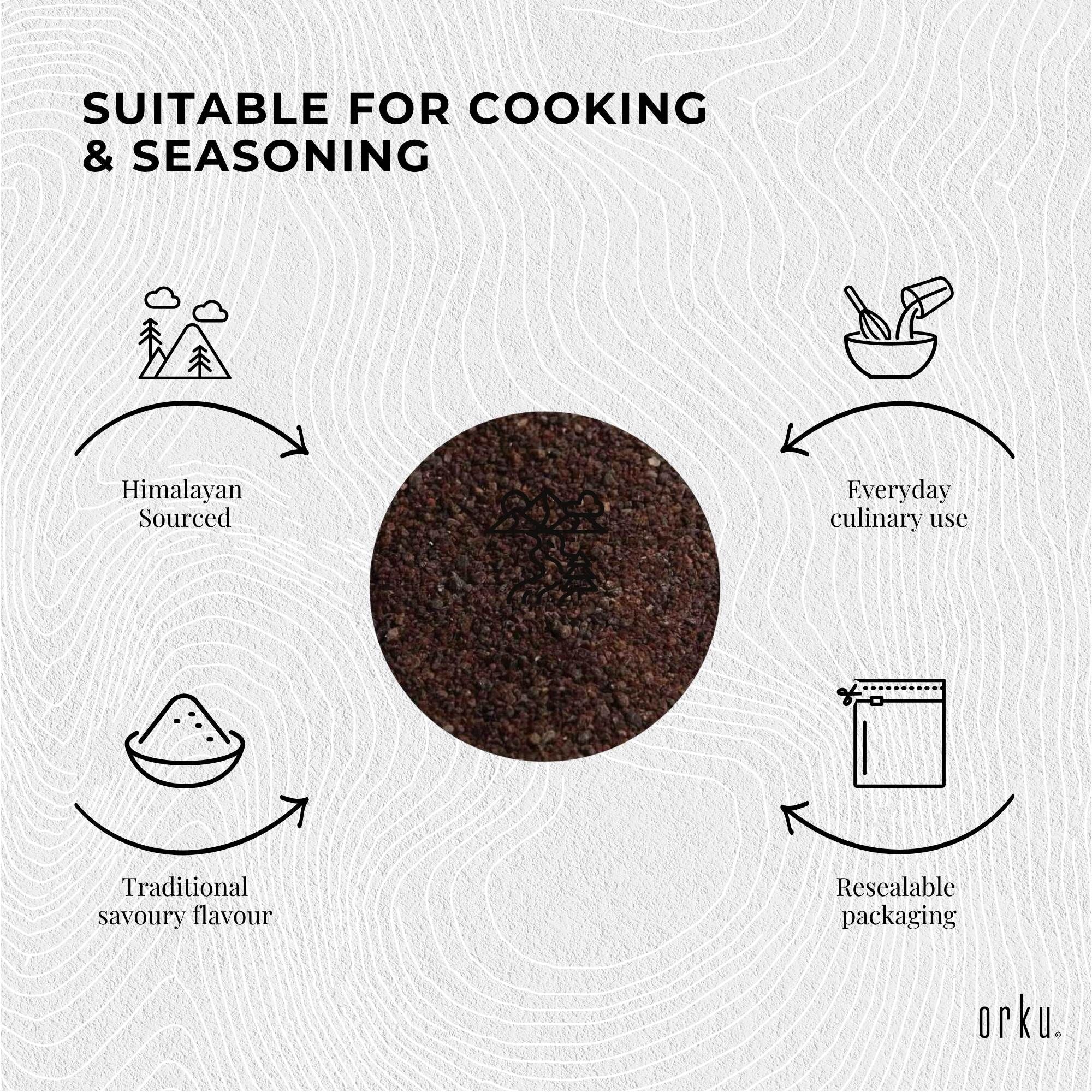 Orku 400g Himalayan Fine Grain Black Salt Kala Namak Table Salt