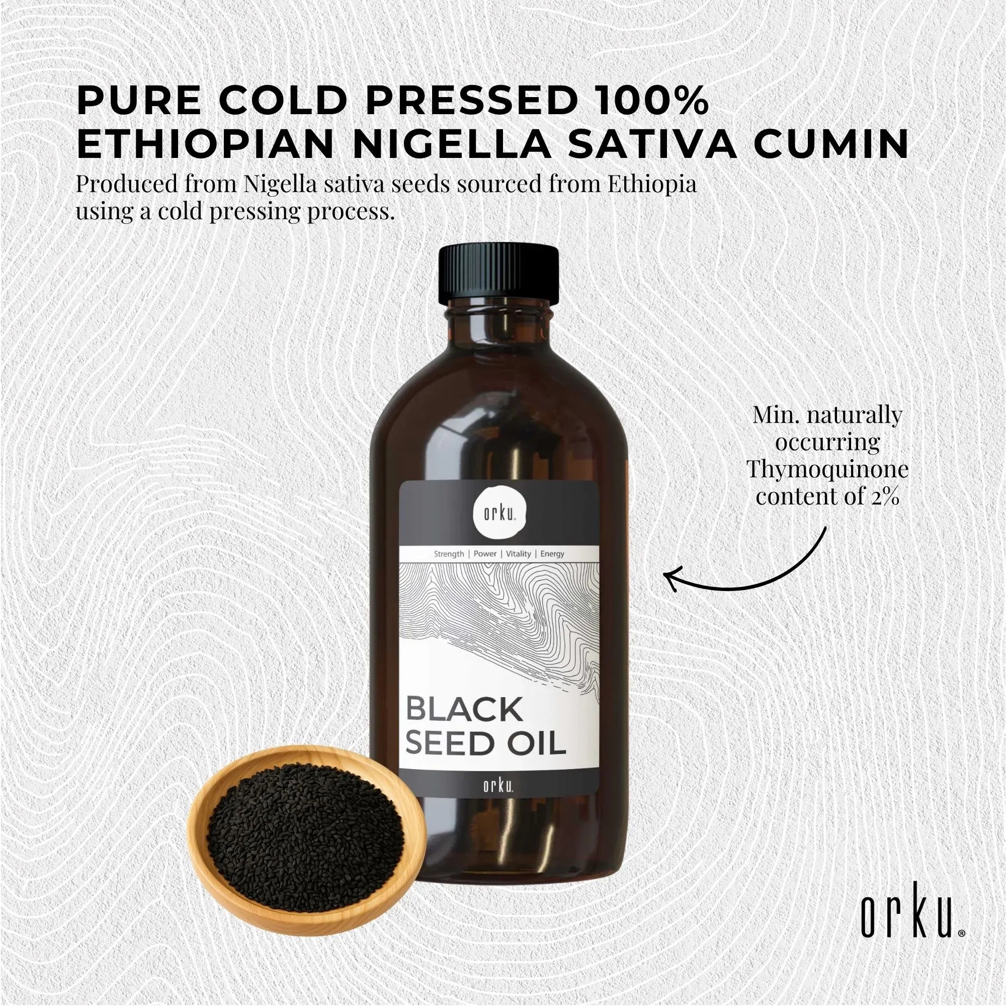Orku 500ml Black Seed Oil Pure Cold Pressed 100% Ethiopian Nigella Sativa Cumin