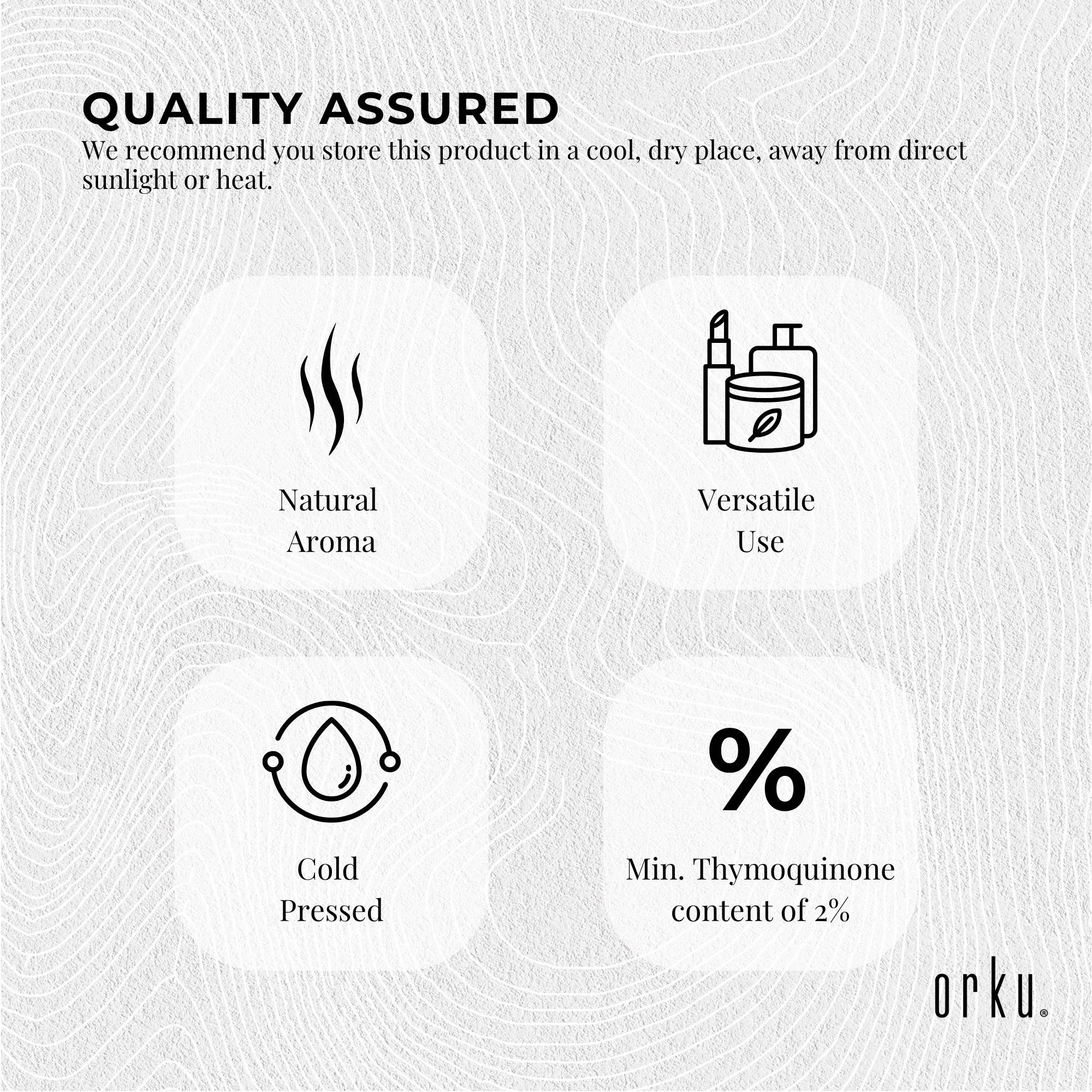 Orku 1L Black Seed Oil Pure Cold Pressed 100% Ethiopian Nigella Sativa Cumin