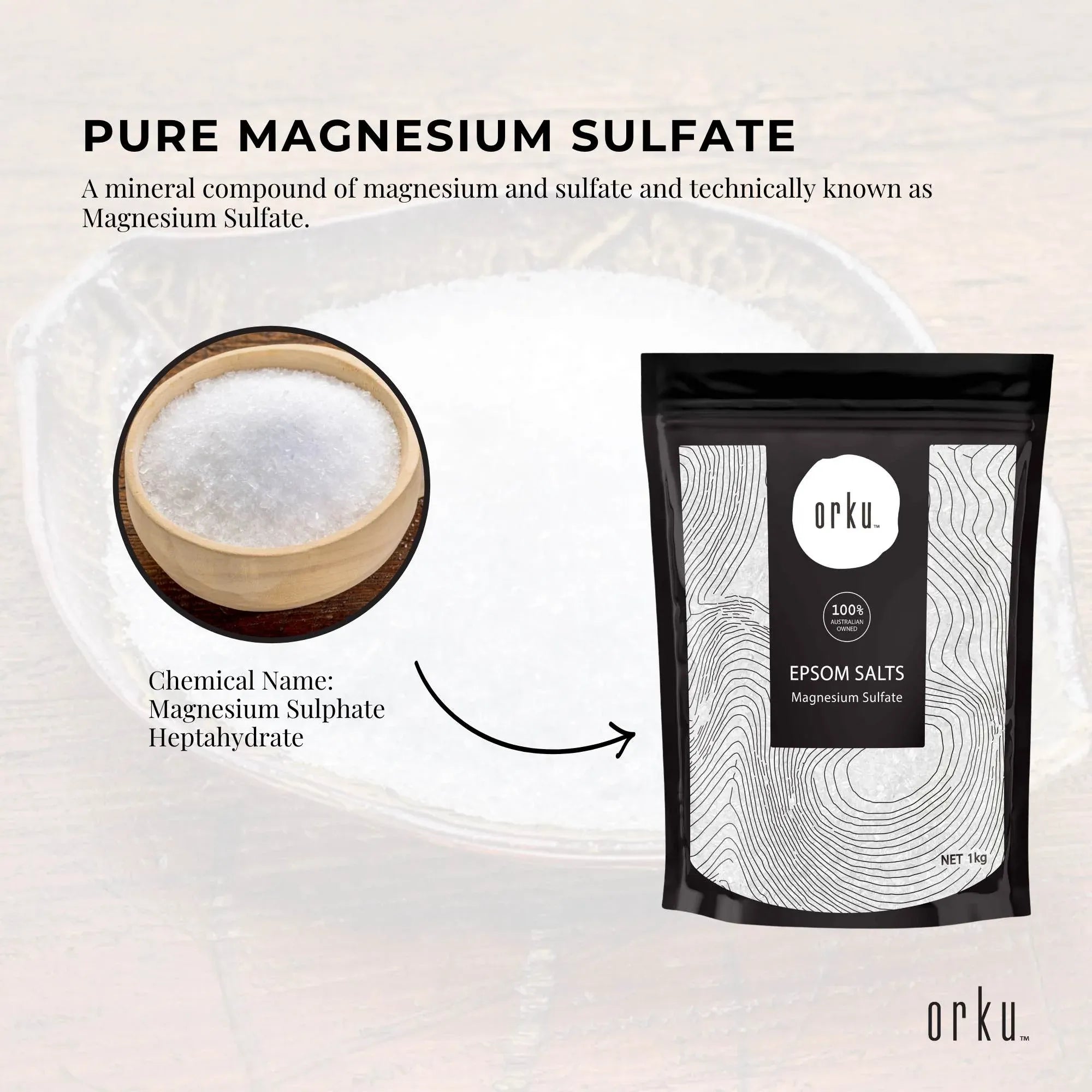 Orku 12 x 1Kg Epsom Salt Magnesium Sulphate Bath Salts Skin Body
