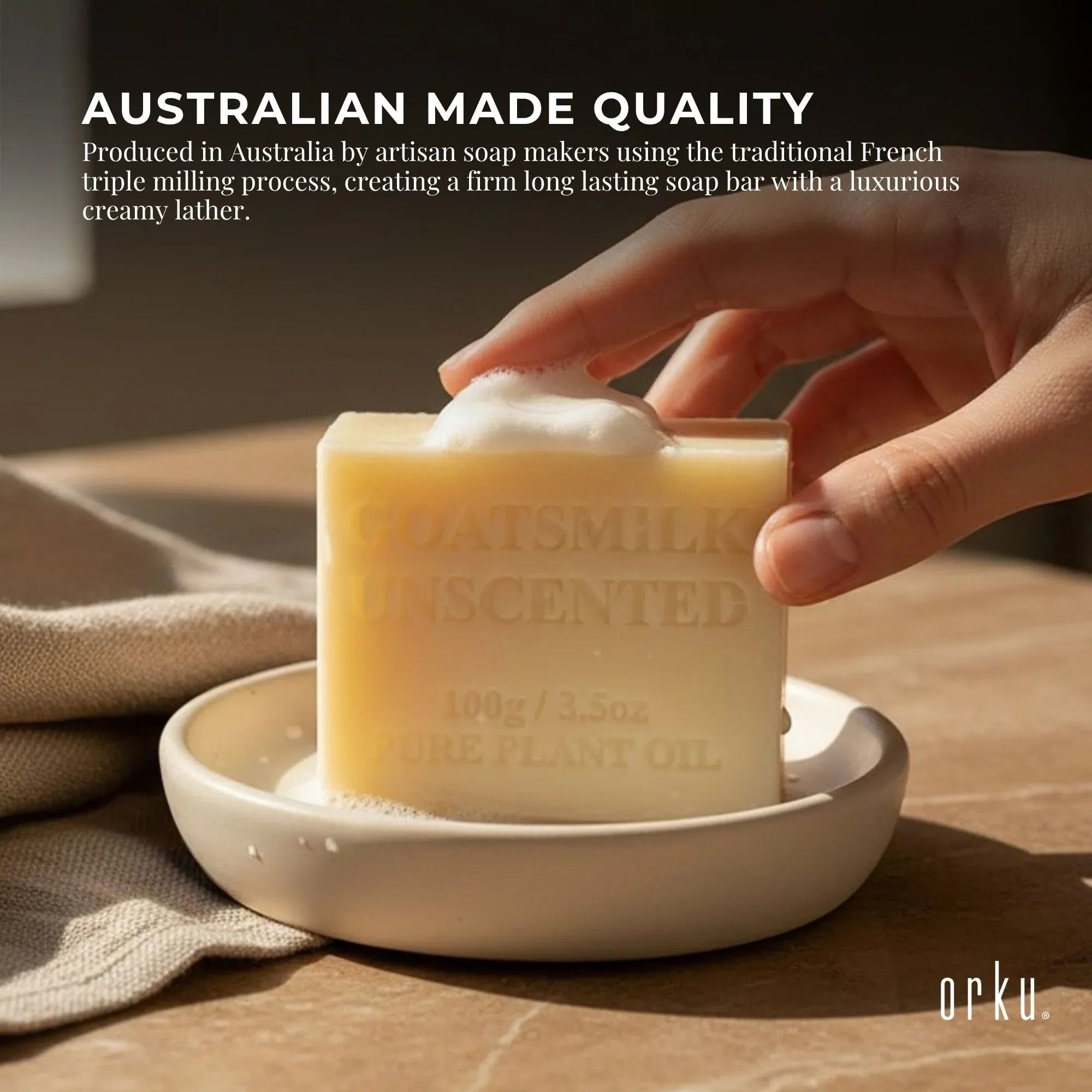 Orku 100 x 100g Unscented Goat Milk Soap Bars Australian Made