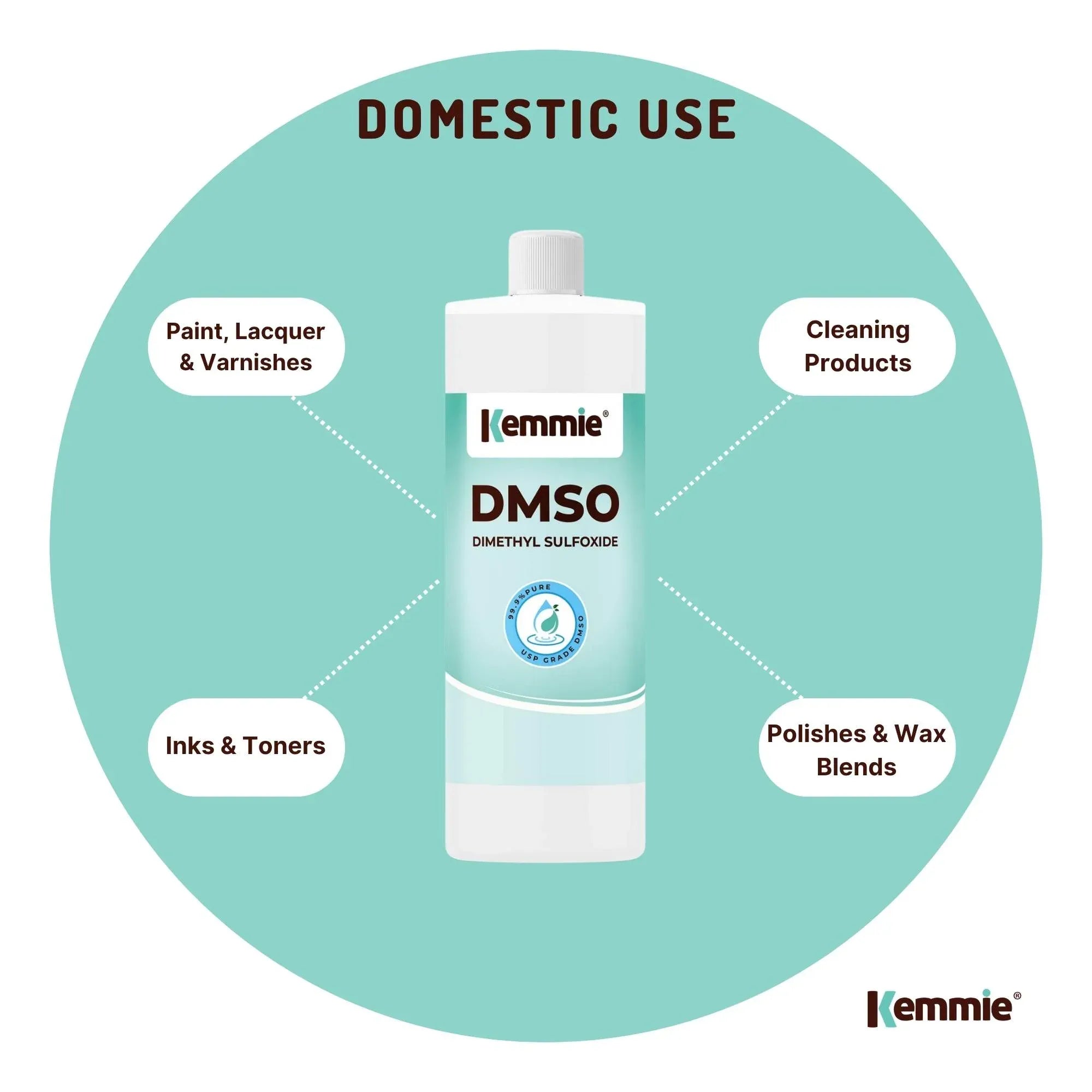 Kemmie 1L DMSO Liquid 99.9% Pure - USP Grade Dimethyl Sulfoxide Solvent